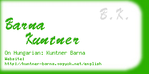 barna kuntner business card